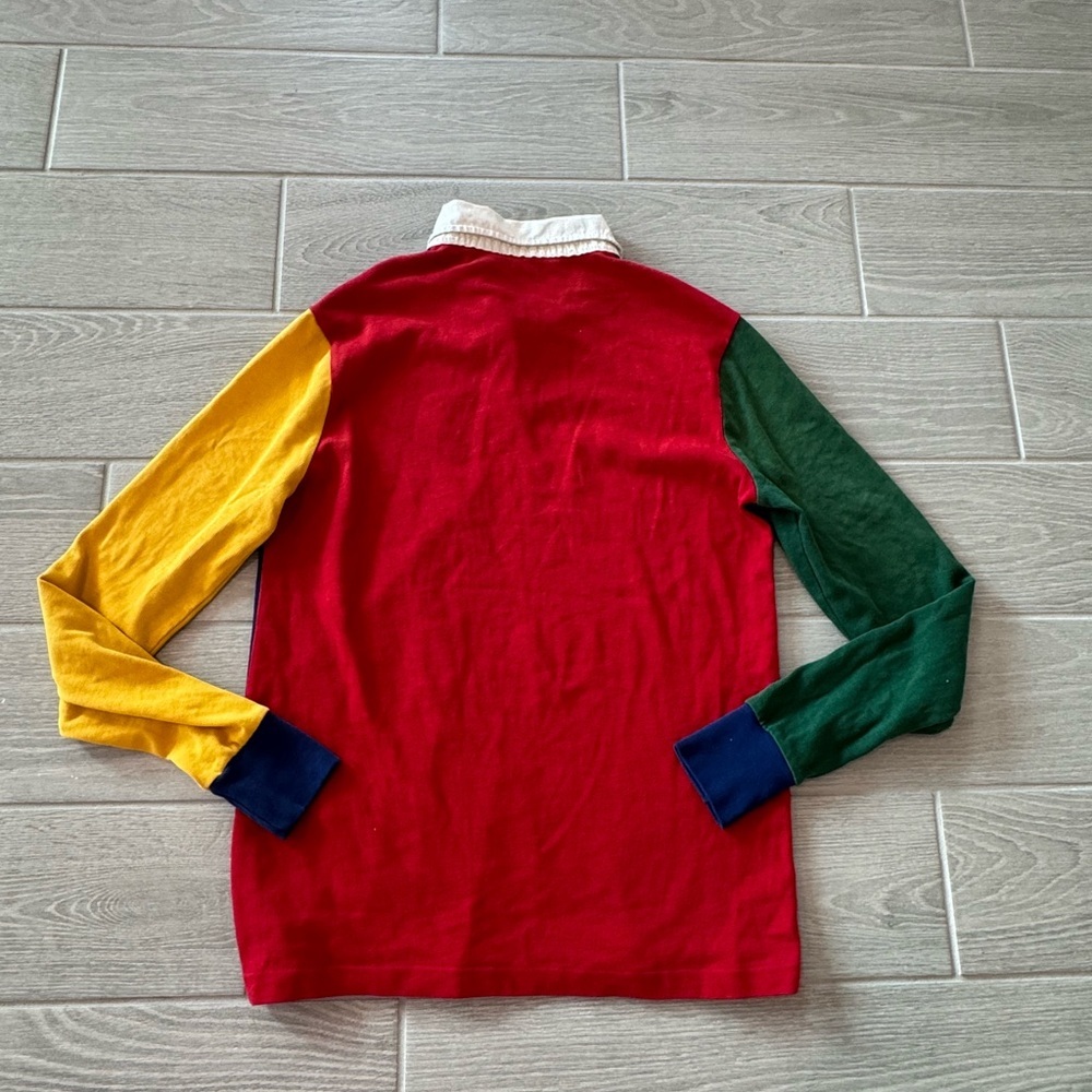 POLO RALPH LAUREN VINTAGE Colorblock Large Logo Rugby Sweater Shirt Size Small - Picture 4 of 5